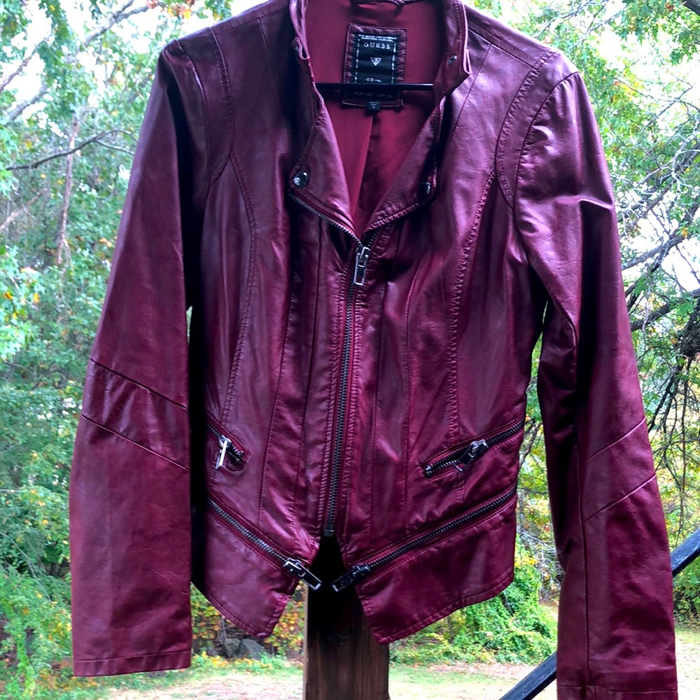 Maroon Red Moto Jacket
